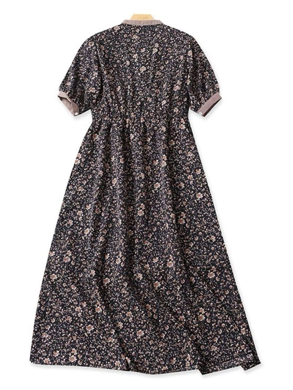 Floral Button-Front Maxi Dress in Black and Blush - Picture 2 of 8